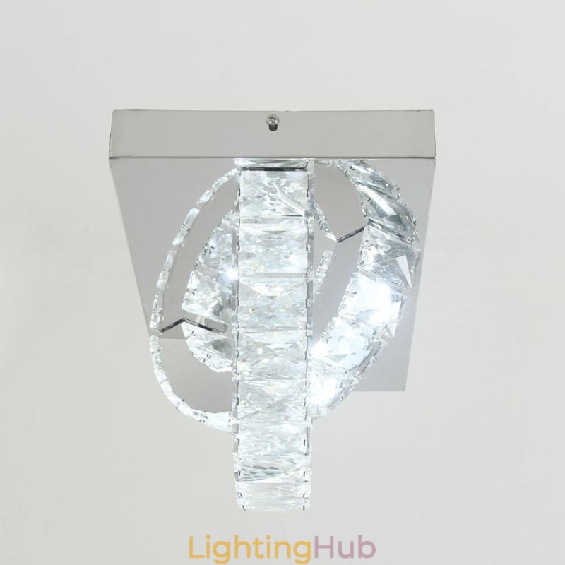 Semi Ring Flush Mount Crystal Ceiling Light