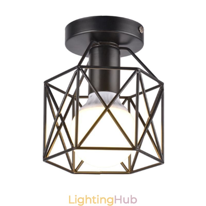 Metal Cage Flush Mount Ceiling Light
