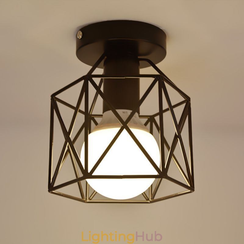 Metal Cage Flush Mount Ceiling Light