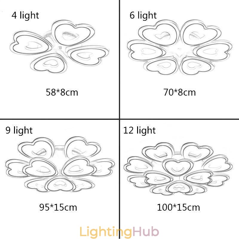 Heart Shaped Petal Ceiling Light Flush Mount