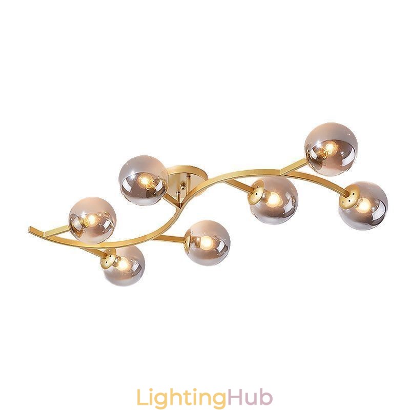 Modern Minimalist Branch Flush Mount Glass Globe Ceiling Light