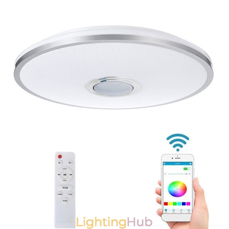 Flush Mount Colorful Ceiling Light with Bluetooth Music Speaker Timing Function