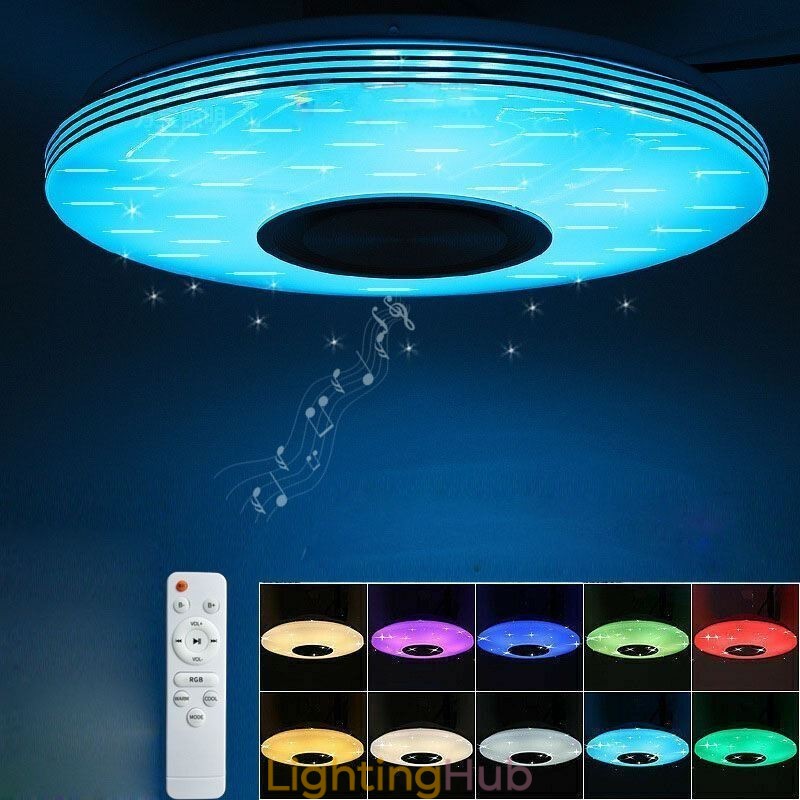 Flush Mount Ceiling Light Decorative Lamp Remote APP Control Bluetooth Music Speaker Lamp