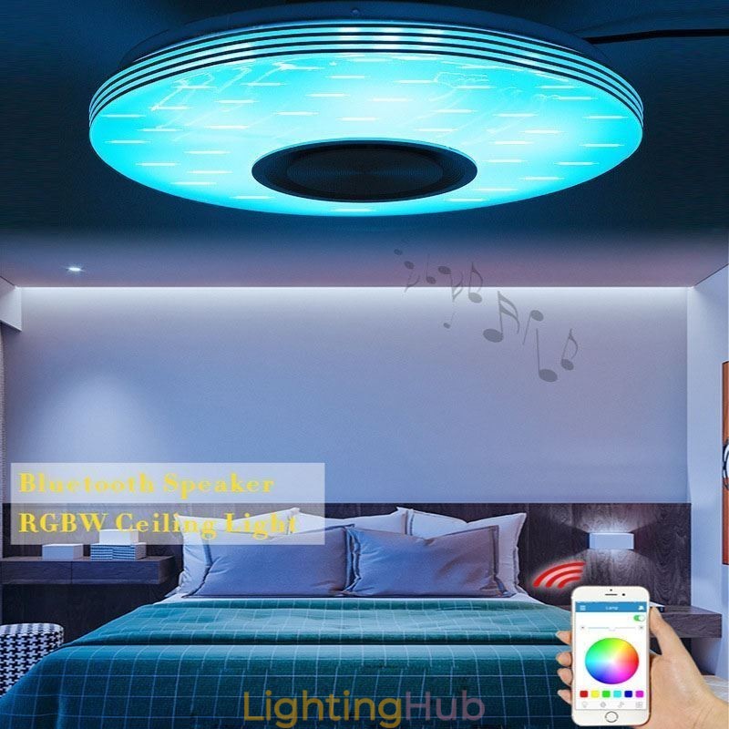 Flush Mount Ceiling Light Decorative Lamp Remote APP Control Bluetooth Music Speaker Lamp