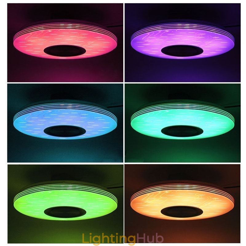 Flush Mount Ceiling Light Decorative Lamp Remote APP Control Bluetooth Music Speaker Lamp