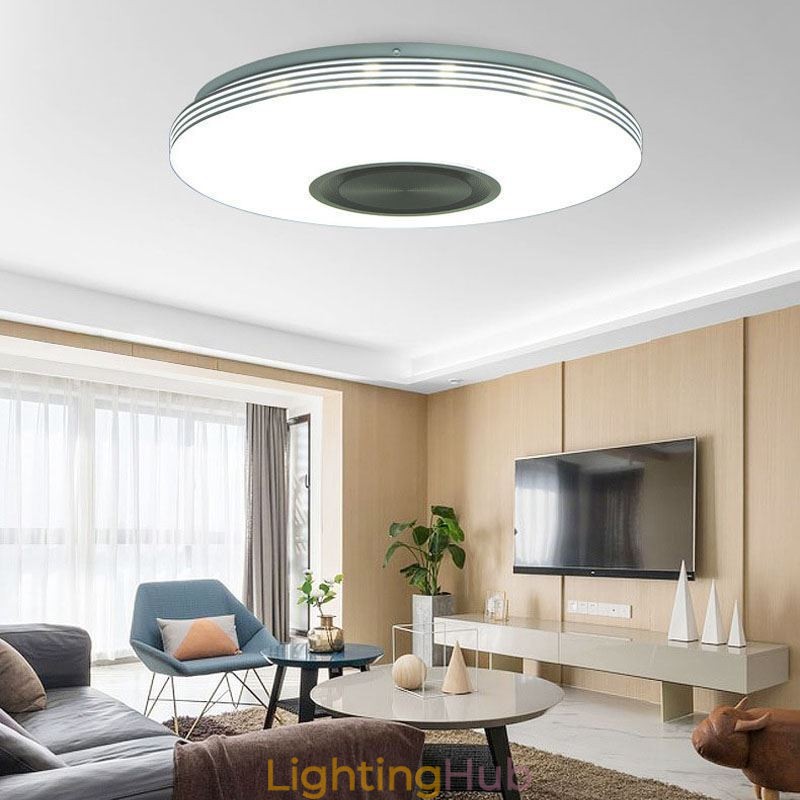 Flush Mount Ceiling Light Decorative Lamp Remote APP Control Bluetooth Music Speaker Lamp