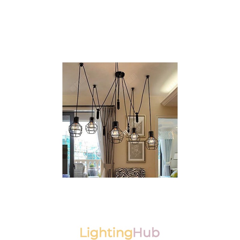Dining Sitting Chandelier American Country Lamps And Lanterns Lift Tiny Cages Droplight