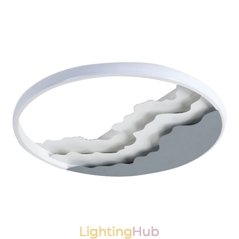 Round Flush Mount Unique Wave Shaped Acrylic Ceiling Light