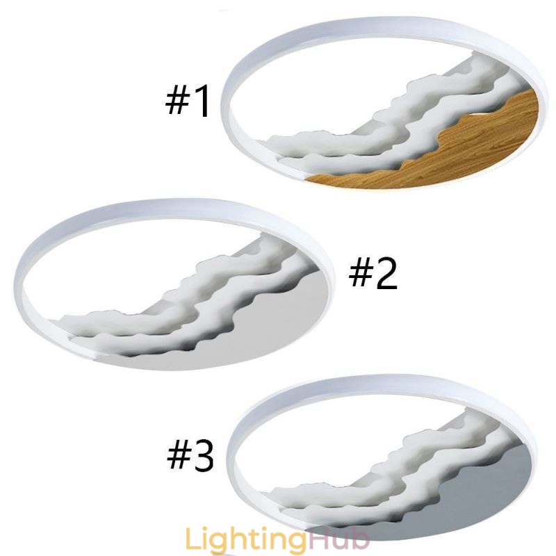 Round Flush Mount Unique Wave Shaped Acrylic Ceiling Light