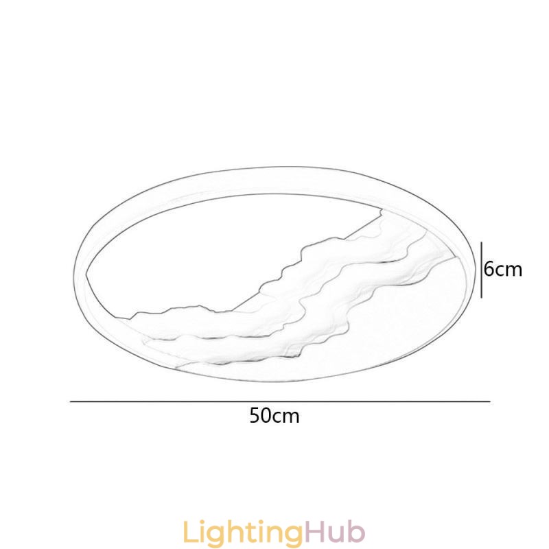 Round Flush Mount Unique Wave Shaped Acrylic Ceiling Light