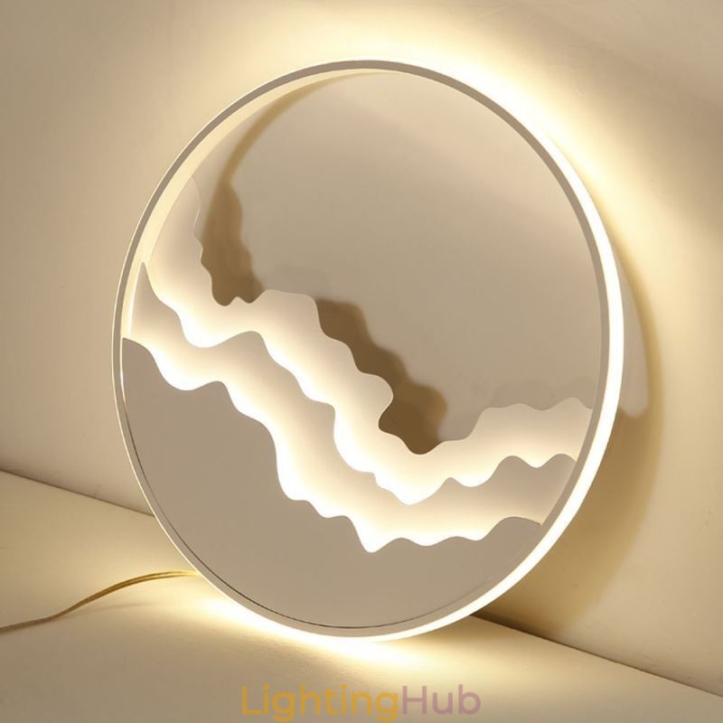 Round Flush Mount Unique Wave Shaped Acrylic Ceiling Light