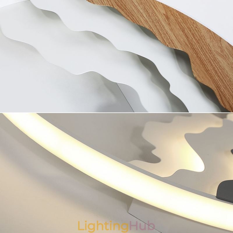 Round Flush Mount Unique Wave Shaped Acrylic Ceiling Light