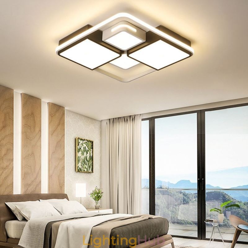 Modern Flush Mount Ceiling Light Acrylic Square Black and White Light Fixture