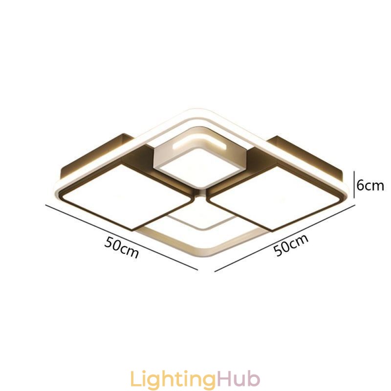 Modern Flush Mount Ceiling Light Acrylic Square Black and White Light Fixture