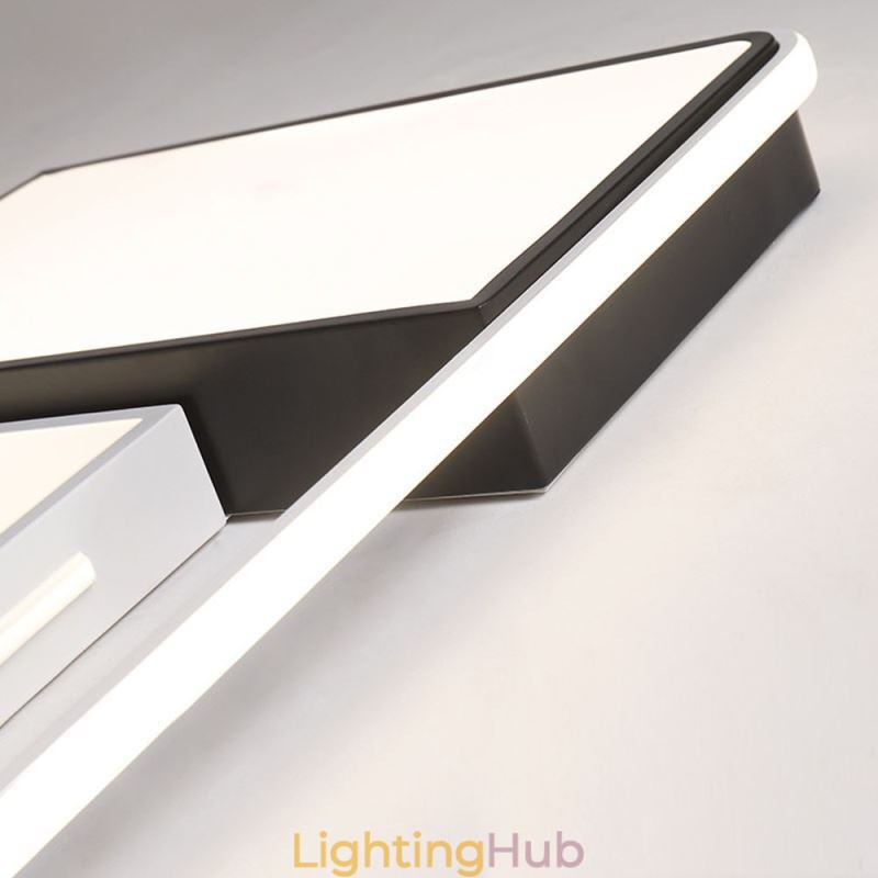 Modern Flush Mount Ceiling Light Acrylic Square Black and White Light Fixture