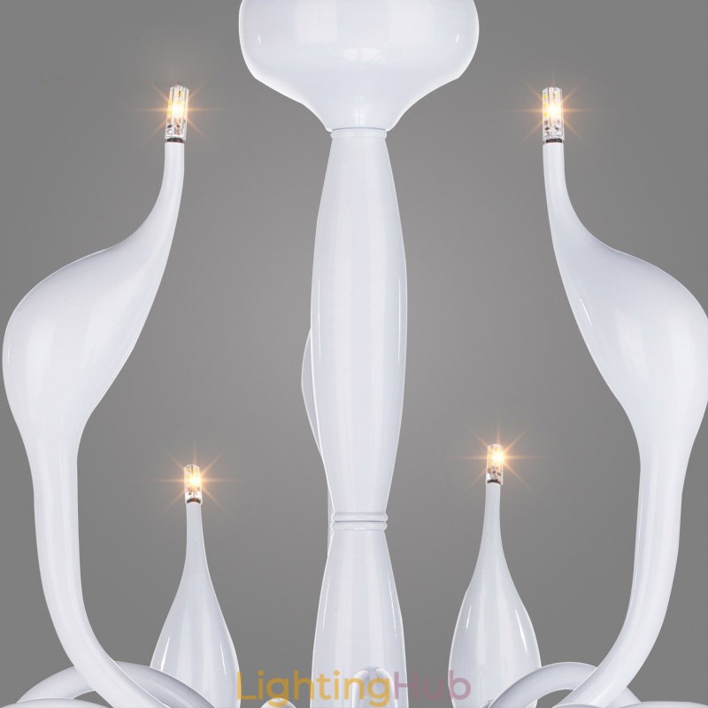 18 Lights Stainless Post Modern Swan Chandelier Light G4 White Finished