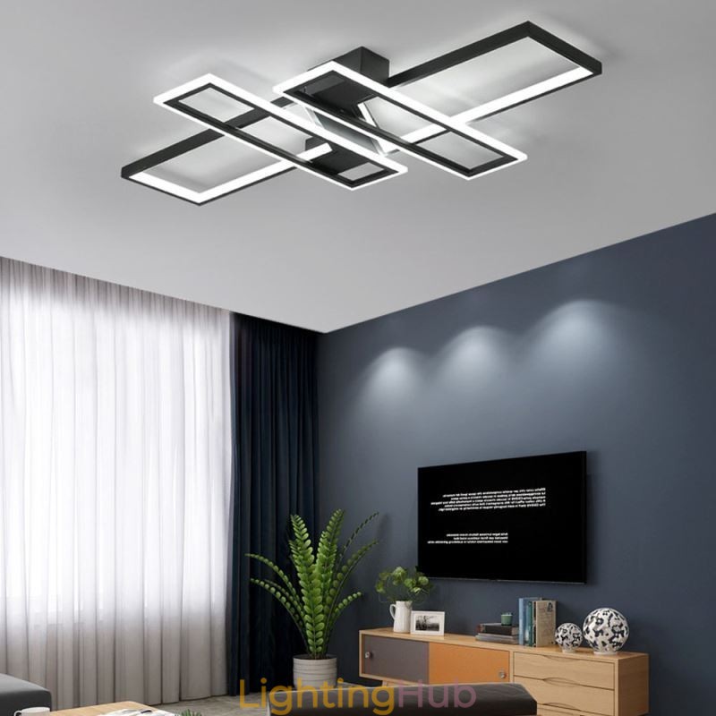 4 Light Flush Mount Ceiling Light Modern Geometric Linear Decorative Light Fixture