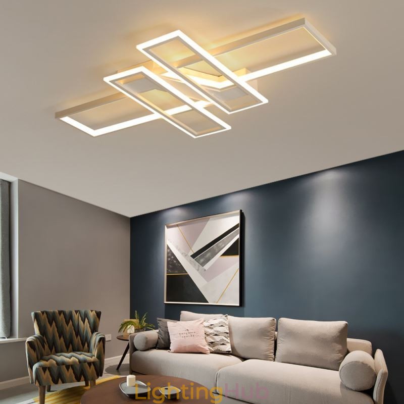 4 Light Flush Mount Ceiling Light Modern Geometric Linear Decorative Light Fixture