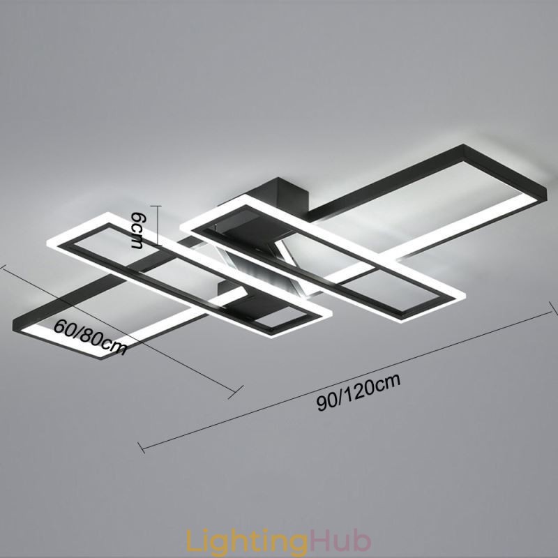 4 Light Flush Mount Ceiling Light Modern Geometric Linear Decorative Light Fixture