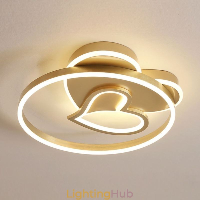 Modern Flush Mount Acrylic Double Layer Heart Shaped Ceiling Light