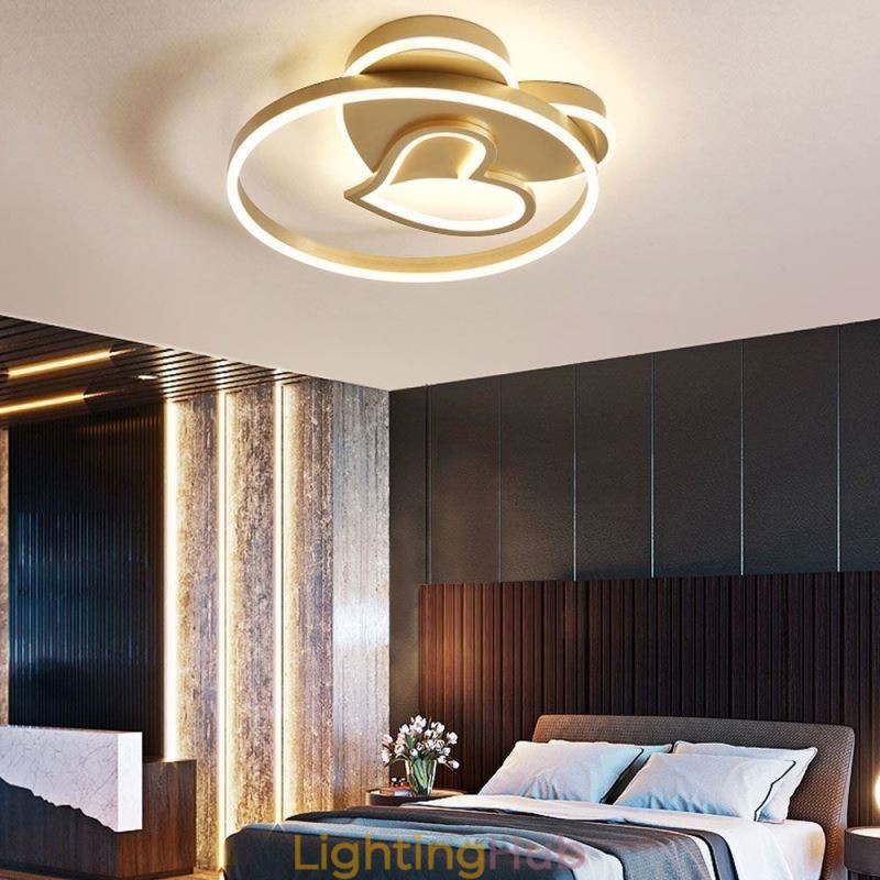 Modern Flush Mount Acrylic Double Layer Heart Shaped Ceiling Light