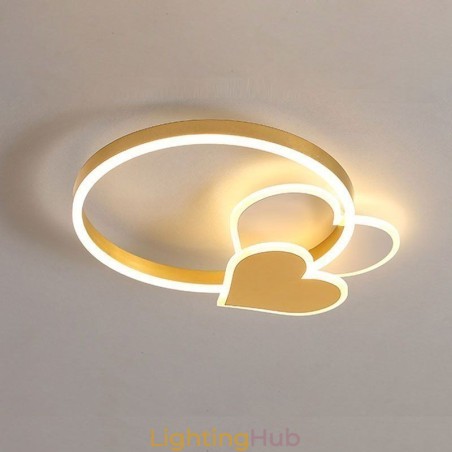 Modern Acrylic Flush Mount Gold Double Heart Ceiling Light Modern Acrylic Flush Mount Gold Double Heart Ceiling Light