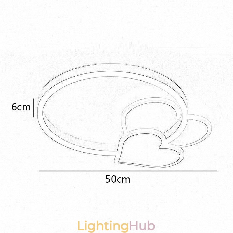 Modern Acrylic Flush Mount Gold Double Heart Ceiling Light