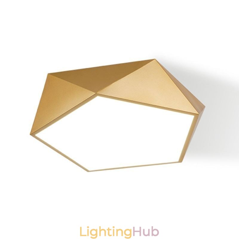 Gold Geometric Flush Mount Acrylic Ceiling Light