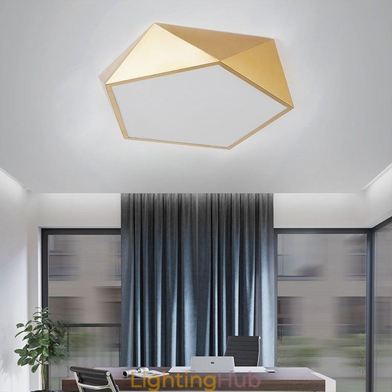 Gold Geometric Flush Mount Acrylic Ceiling Light