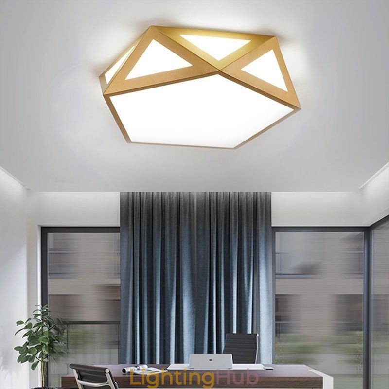 Gold Geometric Flush Mount Acrylic Ceiling Light