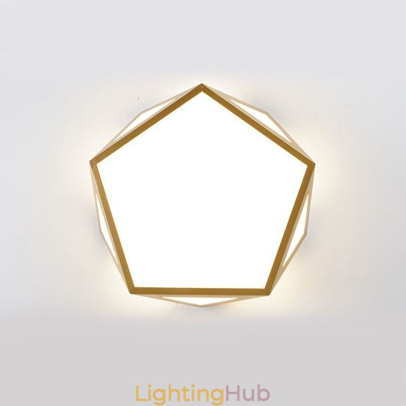 Gold Geometric Flush Mount Acrylic Ceiling Light