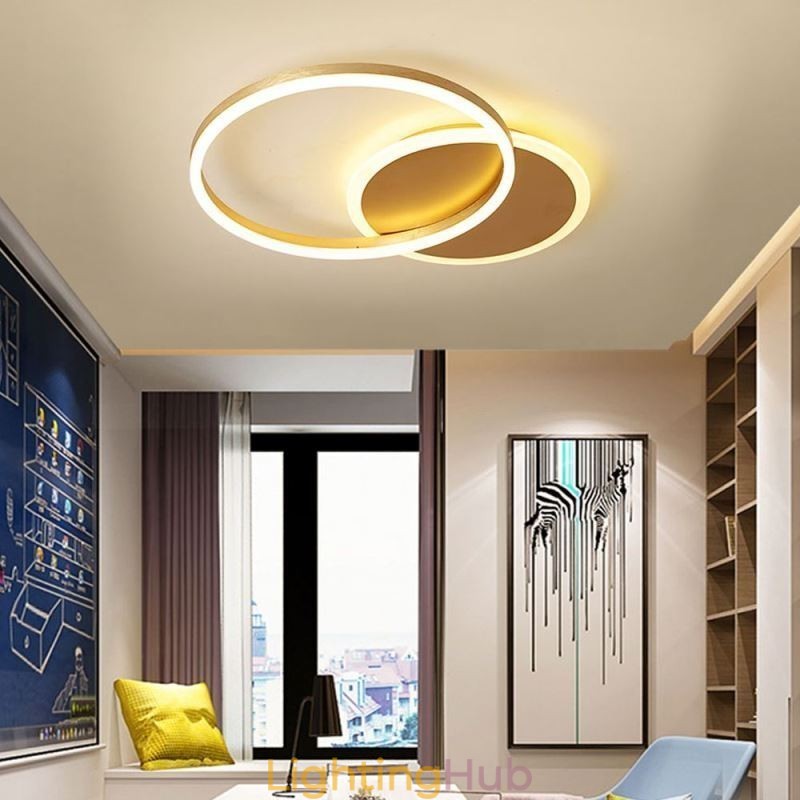 Modern Flush Mount Round Gold Ceiling Light