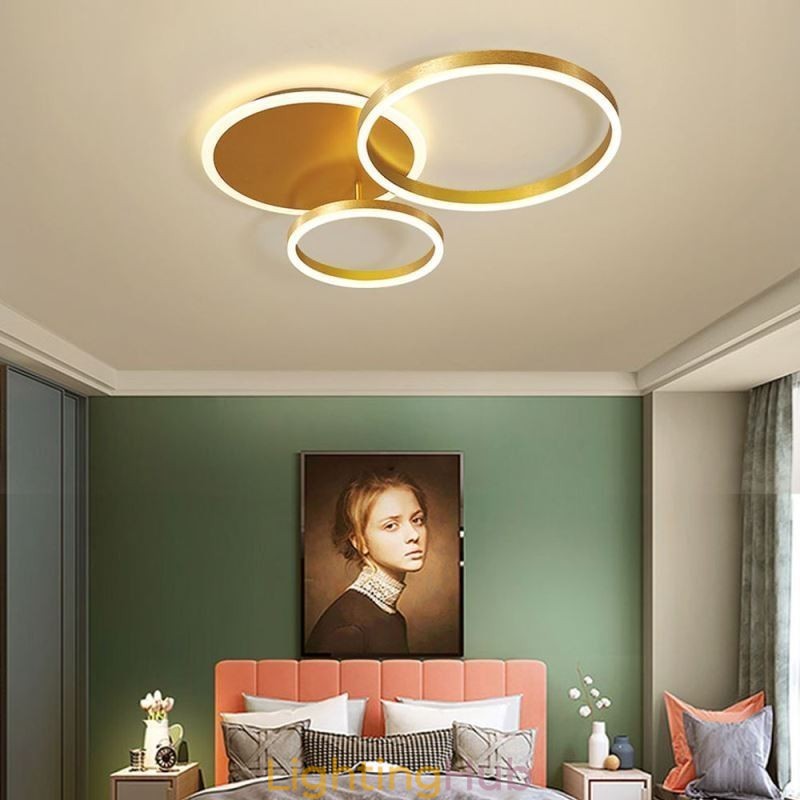 Modern Flush Mount Round Gold Ceiling Light