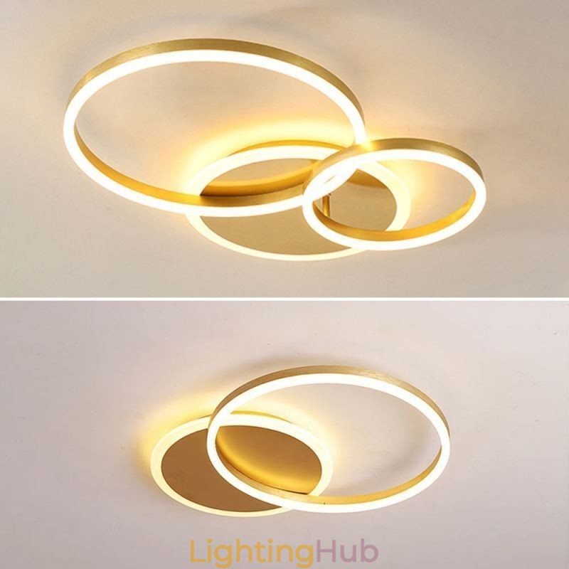 Modern Flush Mount Round Gold Ceiling Light