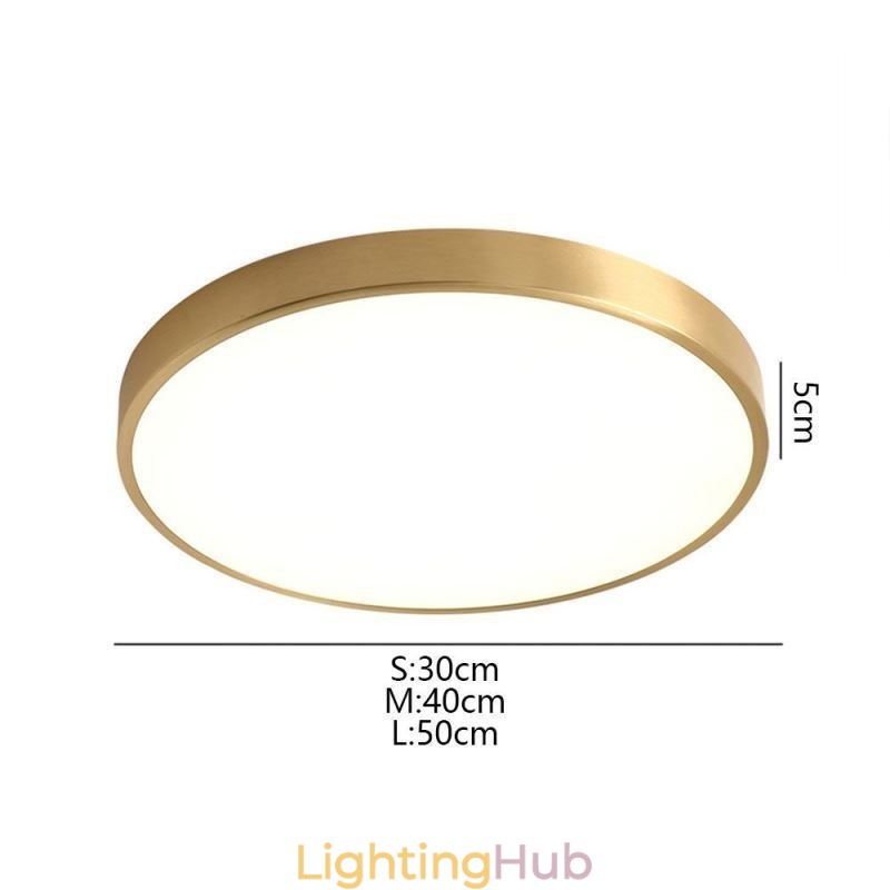 Round Flush Mount Modern Golden Acrylic Ceiling Light