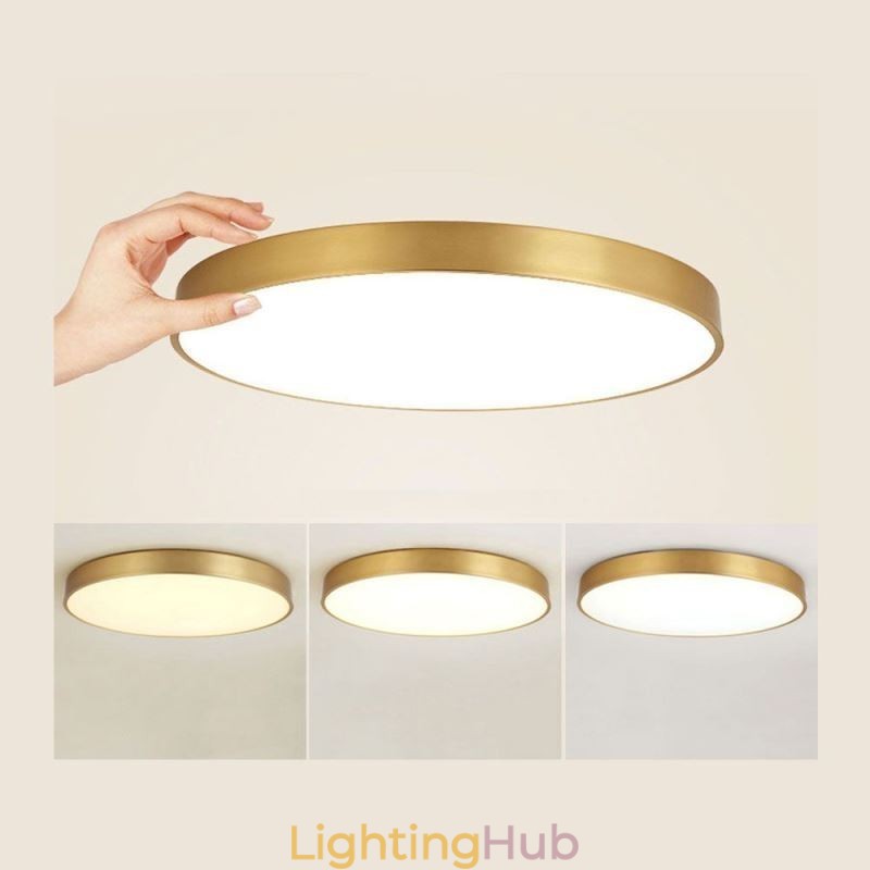 Round Flush Mount Modern Golden Acrylic Ceiling Light