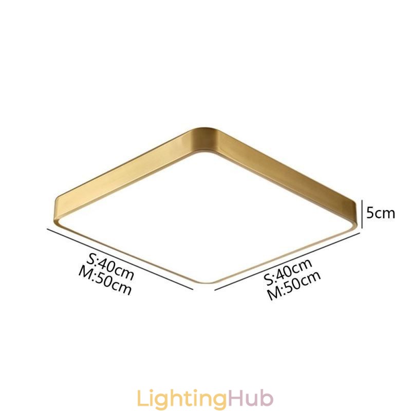 Flush Mount Minimalist Acrylic Square Gold Ceiling Light