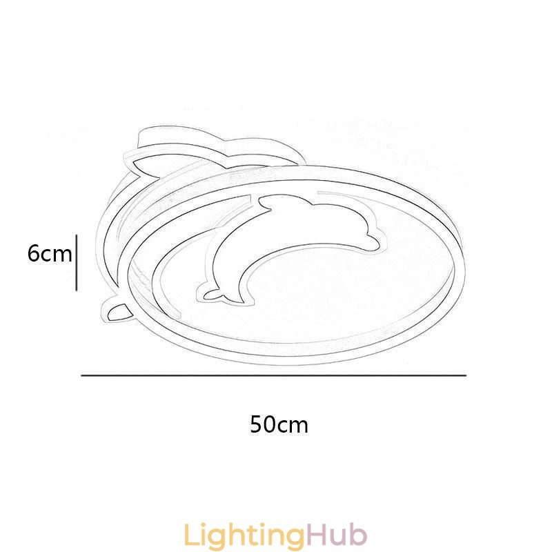 Gold Dolphin Flush Mount Ceiling Light