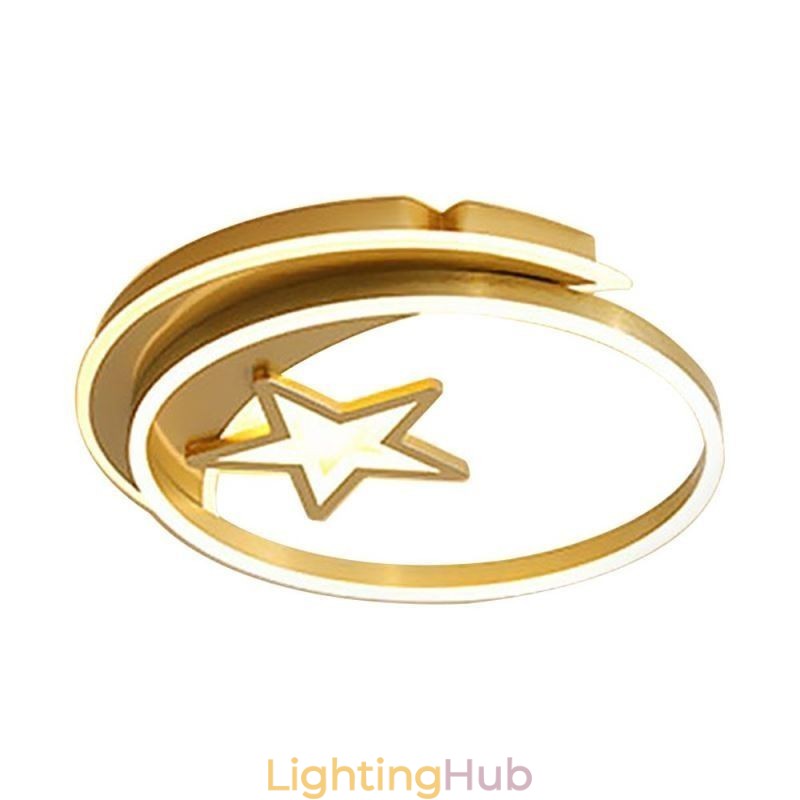 Moon Star Flush Mount Ceiling Light Gold Acrylic Light Fixture