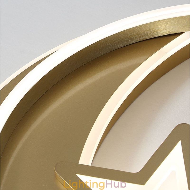 Moon Star Flush Mount Ceiling Light Gold Acrylic Light Fixture