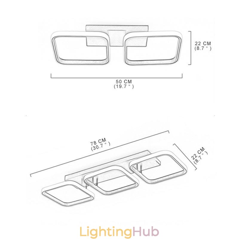 Modern Minimalist Flush Mount Acrylic Square Frame Ceiling Light