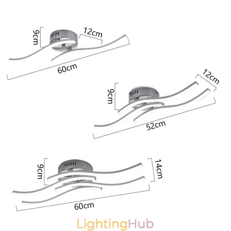 Modern Simple Flush Mount Acrylic Wave Shaped Ceiling Light