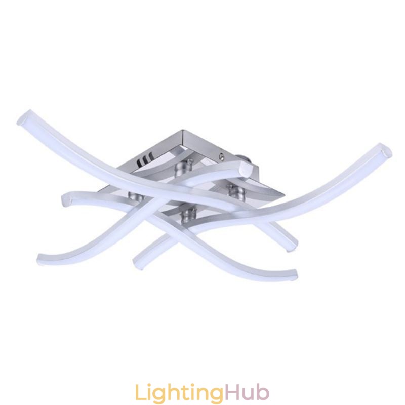 Modern Simple Flush Mount Acrylic 4 Lights Wave Shaped Ceiling Light