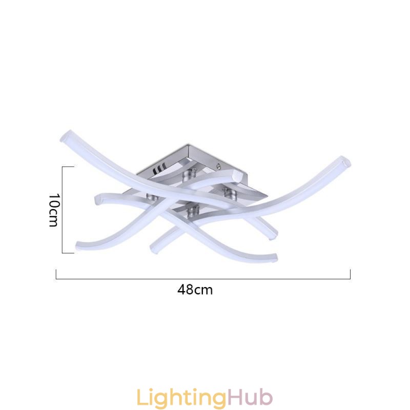 Modern Simple Flush Mount Acrylic 4 Lights Wave Shaped Ceiling Light