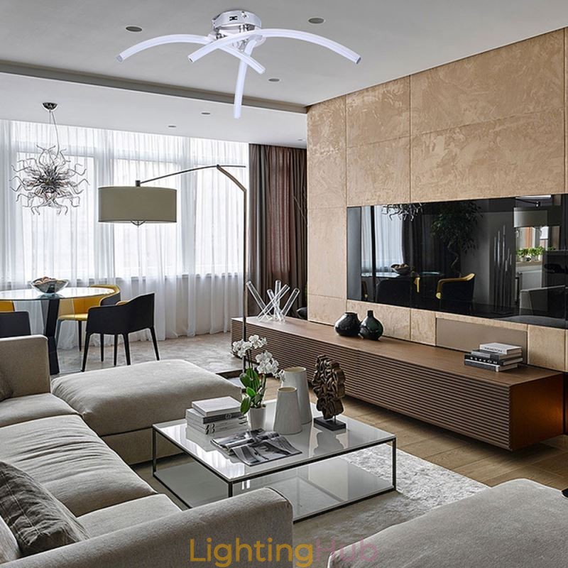 Simple Flush Mount Arc Shaped Acrylic Cross Ceiling Light