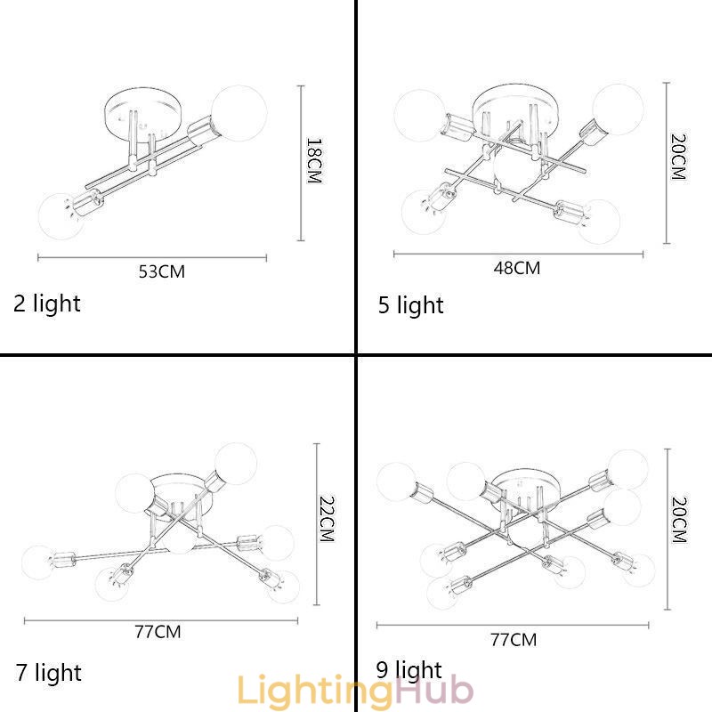 Simple Magic Beans Flush Mount Crossed Ceiling Light