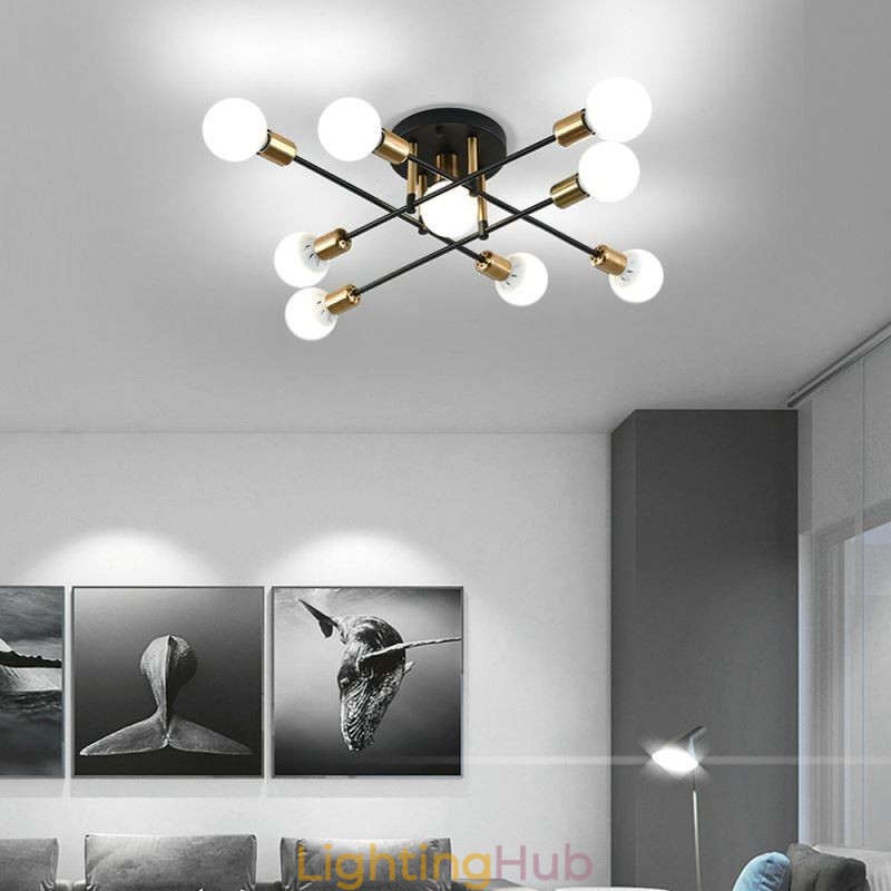 Simple Magic Beans Flush Mount Crossed Ceiling Light