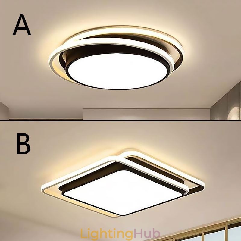 Modern Simple Flush Mount Geometric Ceiling Light Square Frame Lamp Light