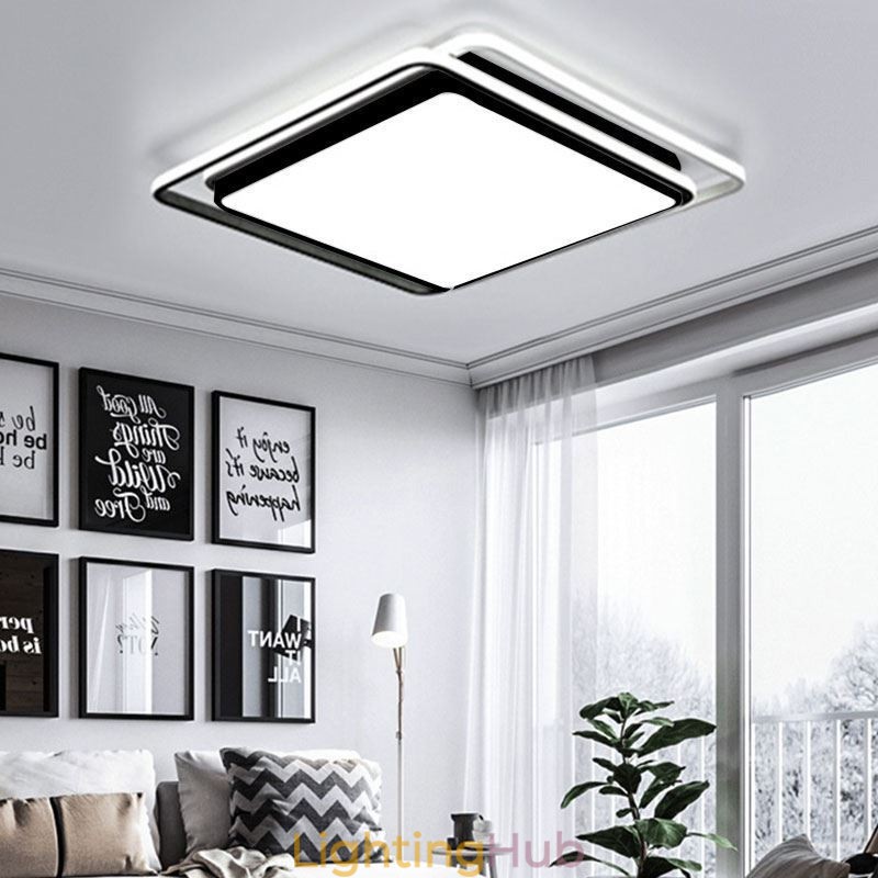 Modern Simple Flush Mount Geometric Ceiling Light Square Frame Lamp Light