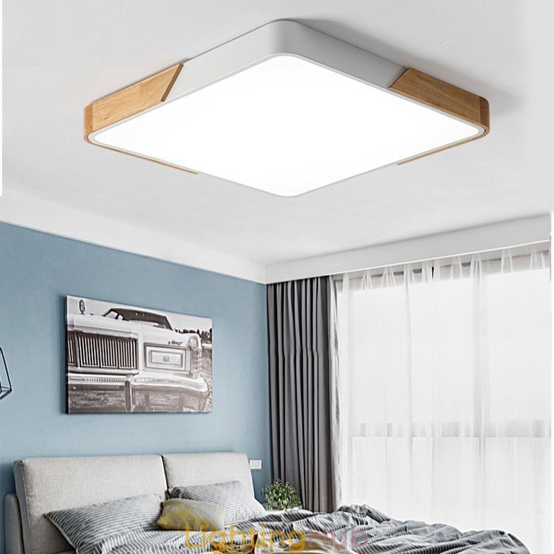 Simple Flush Mount Wood Frame Ceiling Light Super Thin Design Lamp Dinging Light